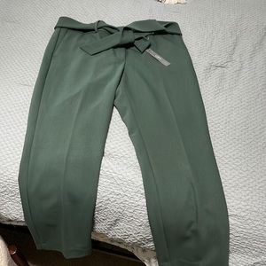 LOFT green slim pants with belt bow - super cute!